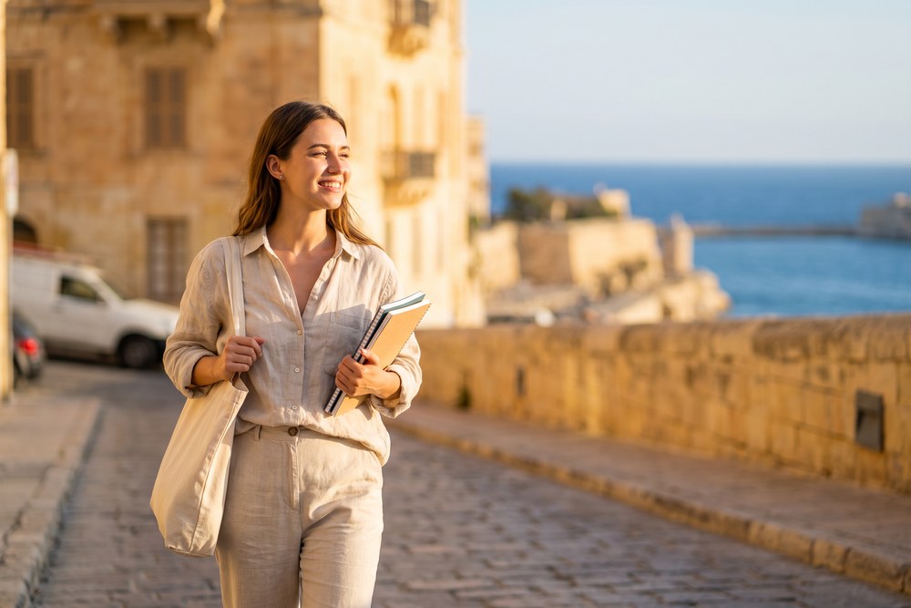 Estudante em Malta, no Mediterrâneo