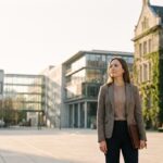 Estudante em uma escola de negócios internacional na Europa